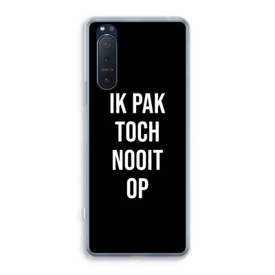 Ik pak nooit op - Zwart: Sony Xperia 5 II Transparant Hoesje