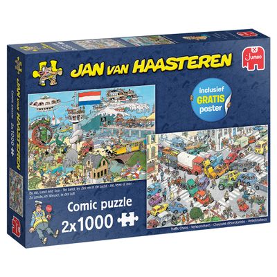 Jumbo Jan van Haasteren Verkeerschaos & Ter land, ter Zee en in de lucht 2x1000 stukjes