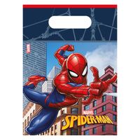Globos papieren feestzakjes spider-man crime fighter, 6st. - thumbnail