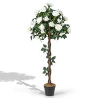 120 cm Rozenboom met Witte Rozen Kunstboom met Bloemen Kunstbloemenboom