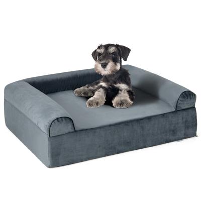Orthopedisch Hondenbed voor Artritis en Oudere Honden Huisdierbed met Hoofdkussen Afneembare Wasbare Hoes Grijs
