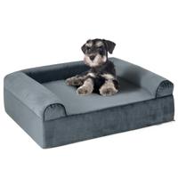 Orthopedisch Hondenbed voor Artritis en Oudere Honden Huisdierbed met Hoofdkussen Afneembare Wasbare Hoes Grijs