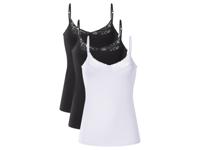 esmara Set van 3 dames spaghettitops (Zwart/wit, L (44/46))