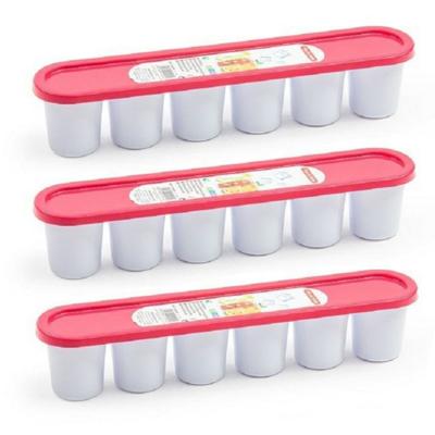 Grote ijsblokjes/ijsklontjes vormen - 3x - met deksel - fuchsia roze - 30 x 6 x 6 cm