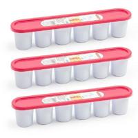 Grote ijsblokjes/ijsklontjes vormen - 3x - met deksel - fuchsia roze - 30 x 6 x 6 cm