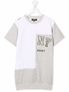 Dkny Kids robe courte bicolore à logo brodé - Gris