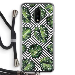 Geometrische jungle: OnePlus 7 Transparant Hoesje met koord