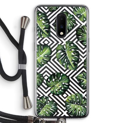Geometrische jungle: OnePlus 7 Transparant Hoesje met koord