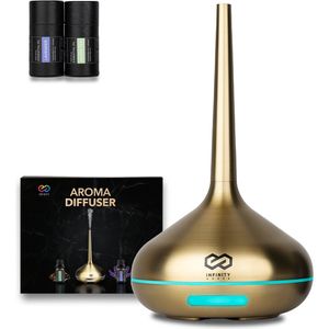 Infinity Goods Aroma Diffuser Incl. 2x 10ml Pure Etherische Olie - Luchtbevochtiger - Verdamper - 10 LED kleuren -