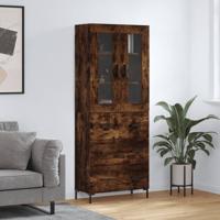 Hoge kast 69,5x34x180 cm bewerkt hout gerookt eikenkleurig