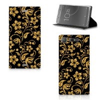 Sony Xperia XZ1 Smart Cover Gouden Bloemen - thumbnail
