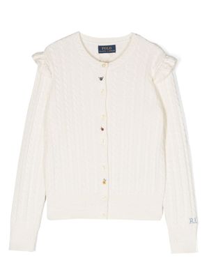 POLO RALPH LAUREN KIDS cardigan Novelty en maille torsadée - Blanc