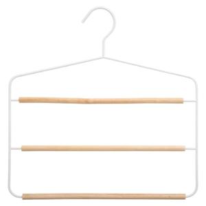 Luxe kledinghanger/broekhanger voor 3 broeken - wit - 35 x 36 cm - Kledingkast hangers