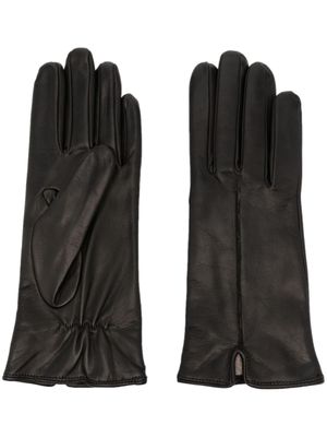 Orciani gants en cuir à plaque logo - Noir