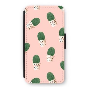 Cactusprint roze: iPhone 12 Flip Hoesje