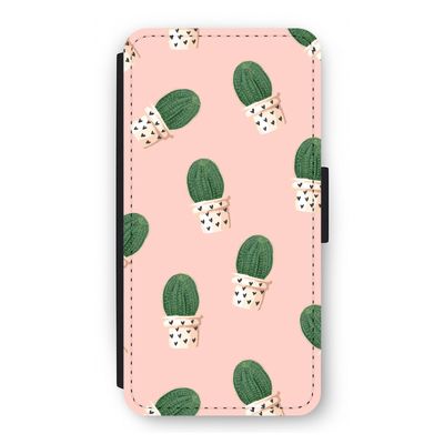 Cactusprint roze: iPhone 12 Flip Hoesje