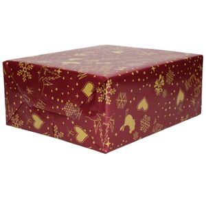 1x Rollen Kerst inpakpapier/cadeaupapier bordeaux rood 2,5 x 0,7 meter