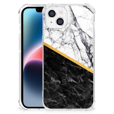 Apple iPhone 14 Plus Anti-Shock Hoesje Marmer Wit Zwart - Origineel Cadeau Man Apple iPhone 14 Plus Anti-Shock Hoesje Marmer Wit Zwart - Origineel Cadeau Man