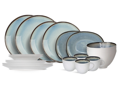 Cosy & Trendy Serviesset Fez Blauw - 20-delig / 4 personen - 4 dinerborden, 4 ontbijtborden, 4 diepe borden, 4 kommen en 4 mokken