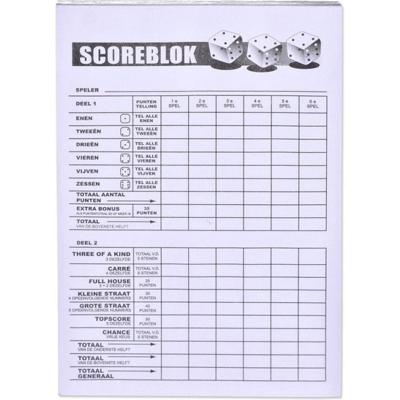 Scoreblok Yahtzee - blok 100 vellen - dobbelspel - punten opschrijven - 10 x 15 cm