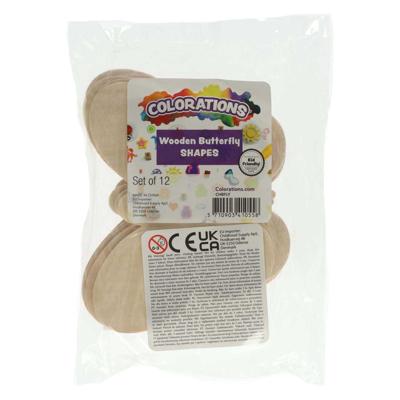 Colorations - versier je eigen houten vlinders, set van 12