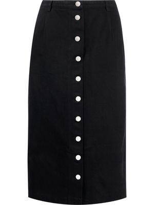 Raf Simons jupe mi-longue à boutonnière - Noir