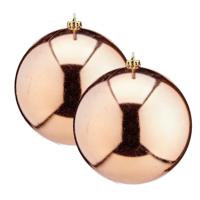 Krist+ Grote decoratie kerstballen - 2x - champagne - 20 cm - kunststof - glimmend