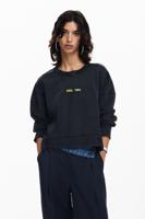 Gewassen effect sweatshirt - BLACK - M - thumbnail