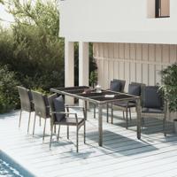 7-delige Tuinset met kussens poly rattan grijs