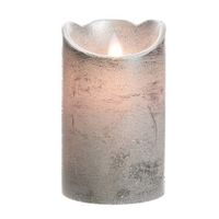 Zilveren nep kaars met led-licht 12 cm   - - thumbnail