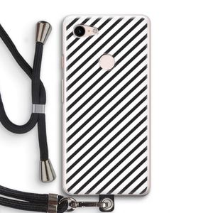 Strepen zwart-wit: Pixel 3 Transparant Hoesje met koord