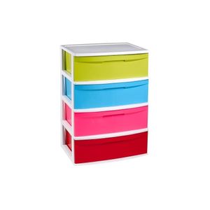 Ladekast/organizer met 4 lades wit/multi kleuren 40 x 56 x 80 cm