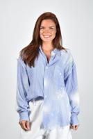 Sea Me Happy blouse Harvey Striped Destressed blue