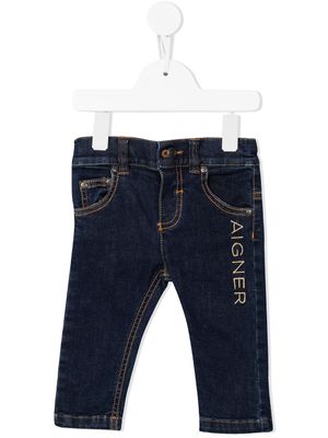 Aigner Kids jean droit à logo brodé - Bleu
