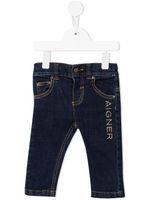 Aigner Kids jean droit à logo brodé - Bleu