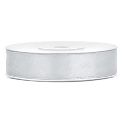 Decoratie satijn sierlint - zilver - 12 mm x 25 meter - Cadeaulint