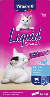 Vitakraft Liquid Snack zalm & omega 3, 6 x 15g