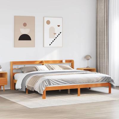 Bedframe zonder matras massief grenenhout wasbruin 180x200 cm