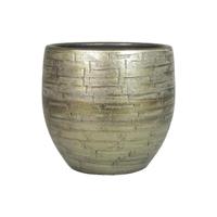 Plantenpot - keramiek - glans goud - patroon - 24x22cm