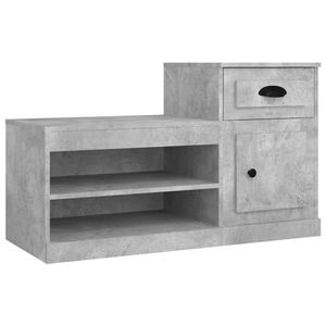 The Living Store Schoenenkast - Betongrijs - 100 x 42 x 60 cm - Duurzaam hout - Hoge en lage kast