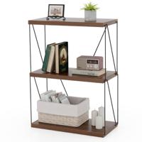 Staande Kast Boekenkast met Metalen Frame Industrieel Opbergrek Walnoot Opbergrek voor Slaapkamer Woonkamer Thuiskantoor