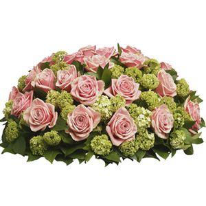 Rouwarrangement roze rozen