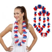 Hollandse kleuren hawaii krans - 2x - bloemenslinger - rood wit blauw - hawaiislingers