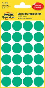 Avery Gekleurde Markeringspunten, groen, Ø 18,0 mm, permanent klevend