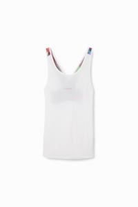 Sporttop met schouderbandjes en bloemen - WHITE - M