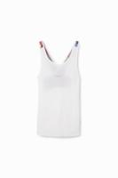 Sporttop met schouderbandjes en bloemen - WHITE - S