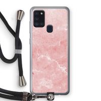 Roze marmer: Samsung Galaxy A21s Transparant Hoesje met koord