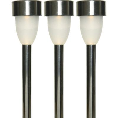 Tuinlamp LED solar - 3x - warm wit - RVS/kunststof - 26 cm - type Nova