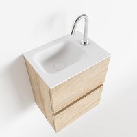 Toiletmeubel Mondiaz Ada | 40 cm | Meubelkleur Washed oak | Lex wastafel Talc Rechts | 1 kraangat