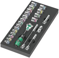 Wera 9721 Schuimrubberen inzetstuk met 8000 B Zyklop ratel 3/8" Set 1, 23-delig - 05150111001
